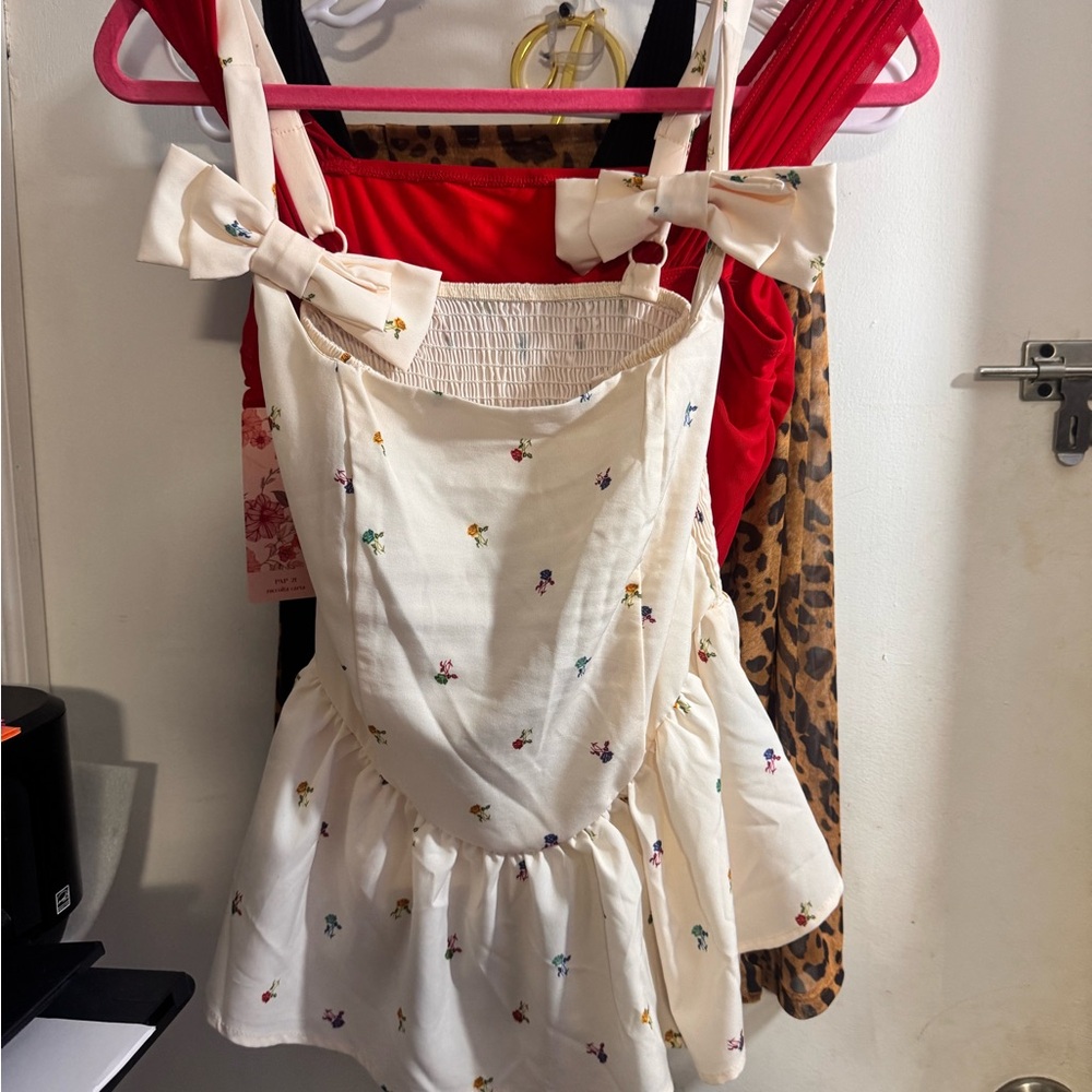 Floral Backless Dress - Cream